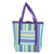 Cotton shopping bag, 'Sustainable Sensations' - Striped Cotton Shopping Bag in Purple and Green Hues