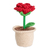 Dekorativer Akzent aus gehäkelter Baumwolle - Gehäkelte rote Rose aus Baumwolle im Pflanzgefäß, dekorativer Akzent