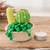 Detalle decorativo de algodón tejido a crochet. - Cactus de algodón de ganchillo con acento decorativo de jardinera.