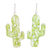 Recycled CD dangle earrings, 'Bright Desert Marvel' - Cactus-Shaped Light Green Recycled CD Dangle Earrings