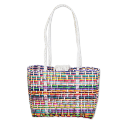 Handwoven tote bag, 'Colors of Joy' - Multicolored Eco-Friendly Hand-Woven Tote Bag from Guatemala