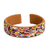 Leather-accented glass beaded cuff bracelet, 'Rainbow Harmony' - Rainbow-Toned Glass Beaded Cuff Bracelet with Leather Accent
