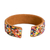 Leather-accented glass beaded cuff bracelet, 'Rainbow Harmony' - Rainbow-Toned Glass Beaded Cuff Bracelet with Leather Accent