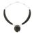 Halskette mit Jade-Anhänger - Halskette mit ovalem Anhänger aus Sterlingsilber und schwarzer Jade