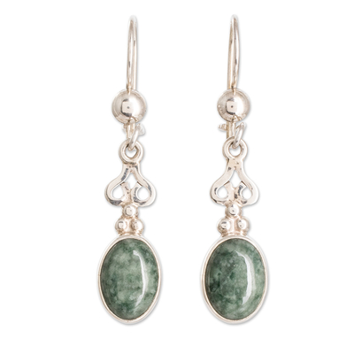 Pendientes colgantes de jade - Pendientes colgantes de plata de ley de jade verde claro guatemalteco