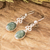 Jade dangle earrings, 'Light Green Love Poem' - Guatemalan Light Green Jade Sterling Silver Dangle Earrings