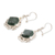 Jade dangle earrings, 'Zinnia' - Sterling Silver and Faceted Dark Green Jade Dangle Earrings