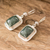 Jade dangle earrings, 'Maya Green' - Square Sterling Silver Dark Green Jade Dangle Earrings