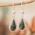Jade dangle earrings, 'Dark Green Sacred Quetzal' - Sterling Silver Dark Green Jade Drop-Shaped Dangle Earrings (image 2) thumbail