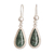 Pendientes colgantes de jade - Pendientes colgantes en forma de gota de jade verde oscuro en plata de primera ley