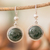 Jade-Ohrringe - Runde Ohrhänger aus Sterlingsilber mit dunkelgrüner Jade