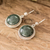 Pendientes colgantes de jade - Pendientes colgantes redondos de plata de ley de jade verde oscuro