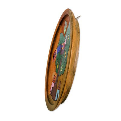 Dekorative Holztafel – Handbemaltes, rundes, dekoratives Schild aus Kiefernholz mit Naturmotiv