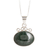 Jade pendant necklace, 'Mayan Ovals' - Sterling Silver Necklace with Dark Green Jade Oval Pendant thumbail