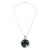 Collar con colgante de jade reversible - Collar colgante reversible de jade verde plateado con temática maya