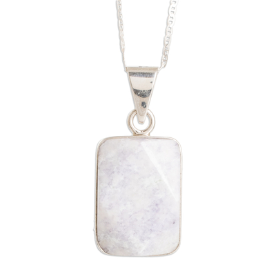 Reversible jade pendant necklace, 'Ajpu' - Reversible Silver Necklace with Faceted Lilac Jade Pendant