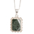 Jade pendant necklace, 'Dark Green Daisy' - Silver Necklace with Faceted Dark Green Jade Pendant thumbail