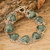 Jade link bracelet, 'Green Symbol of Love' - Sterling Silver Heart Link Bracelet with Green Jade Stones