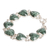 Jade-Gliederarmband - Herz-Gliederarmband aus Sterlingsilber mit grünen Jadesteinen