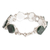 Jade link bracelet, 'Night Forest' - Sterling Silver Geometric Link Bracelet with Dark Green Jade