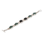 Jade link bracelet, 'Geometric Essence' - Polished Natural Green Jade Link Bracelet from Guatemala