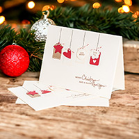 Tarjetas de felicitación, 'Regalos de amor' (par) - Par de tarjetas de felicitación navideñas hechas a mano con sobres