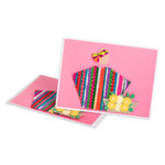 Greeting cards, 'Rose Spring' (pair) - Pair of Pink Greeting Cards with Hand-Woven Cotton Accents