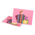 Tarjetas de felicitación, (par) - Par de tarjetas de felicitación rosas con detalles en algodón tejido a mano