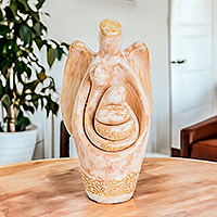 Escultura de cerámica, (4 piezas) - Escultura Sagrada Familia Semiabstracta De Cerámica (4 Piezas)