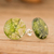 Recycled CD stud earrings, 'Garden Translucent Illusion' - Handmade Eco-Friendly Round Green Recycled CD Stud Earrings
