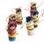 Wood ornaments, 'Happy Folk' (set of 12) - Handcrafted Worry Doll Wood and Cotton Ornaments (Set of 12)