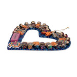 Cotton wreath, 'Guatemala's Love' - Classic Worry Doll-Themed Heart-Shaped Blue Cotton Wreath