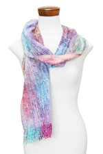 Rayon chenille scarf, 'Pastel Dream' - Handloomed Pastel-Toned Rayon Chenille Scarf with Fringes