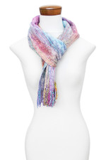 Rayon chenille scarf, 'Pastel Dream' - Handloomed Pastel-Toned Rayon Chenille Scarf with Fringes