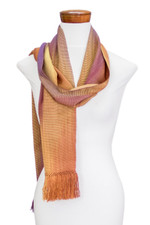Rayon scarf, 'Iridescent Sunset' - Handwoven Orange and Purple Bamboo Rayon Fringed Scarf