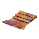 Rayon scarf, 'Iridescent Sunset' - Handwoven Orange and Purple Bamboo Rayon Fringed Scarf