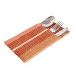 Cotton cutlery holders, 'Charming Entertaining' (set of 4) - 4 Handwoven Striped Brown and Beige Cotton Cutlery Holders