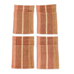 Cotton cutlery holders, 'Charming Entertaining' (set of 4) - 4 Handwoven Striped Brown and Beige Cotton Cutlery Holders