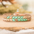 Glass beaded wristband bracelet, 'Serene Current' - Handmade Turquoise and Brown Glass Beaded Wristband Bracelet