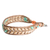 Glass beaded wristband bracelet, 'Serene Current' - Handmade Turquoise and Brown Glass Beaded Wristband Bracelet