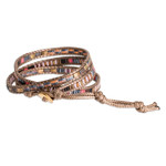 Glass beaded wrap bracelet, 'Laguna' - Glass Beaded Wrap Bracelet with Tibetan-Style Pewter Button