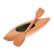 Wood catchall, 'Harmonious Current' - Hand-Carved Green and Brown Canoe Catchall with Paddle