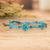 Crystal beaded macrame bracelet, 'My Garden of Calm' - Floral Woven Adjustable Aqua Crystal Beaded Macrame Bracelet