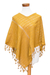 Cotton poncho, 'Golden Flair' - Hand-Woven Yellow Cotton Poncho with Tassels from Guatemala