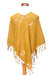 Cotton poncho, 'Golden Flair' - Hand-Woven Yellow Cotton Poncho with Tassels from Guatemala