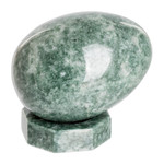 Jade sculpture, 'Emerald Gem' - Green Jade Egg Sculpture with Stand Handmade in Guatemala