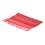 Rayon shawl, 'Pink Blooming' - Handloomed Floral Pink Rayon Shawl with Fringes