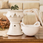 Ceramic fondue pot, 'Explosion of Flavor in Ivory' - Handcrafted Ceramic Fondue Pot in Ivory Shade from Honduras