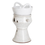Ceramic fondue pot, 'Explosion of Flavor in Ivory' - Handcrafted Ceramic Fondue Pot in Ivory Shade from Honduras