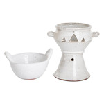 Ceramic fondue pot, 'Explosion of Flavor in Ivory' - Handcrafted Ceramic Fondue Pot in Ivory Shade from Honduras